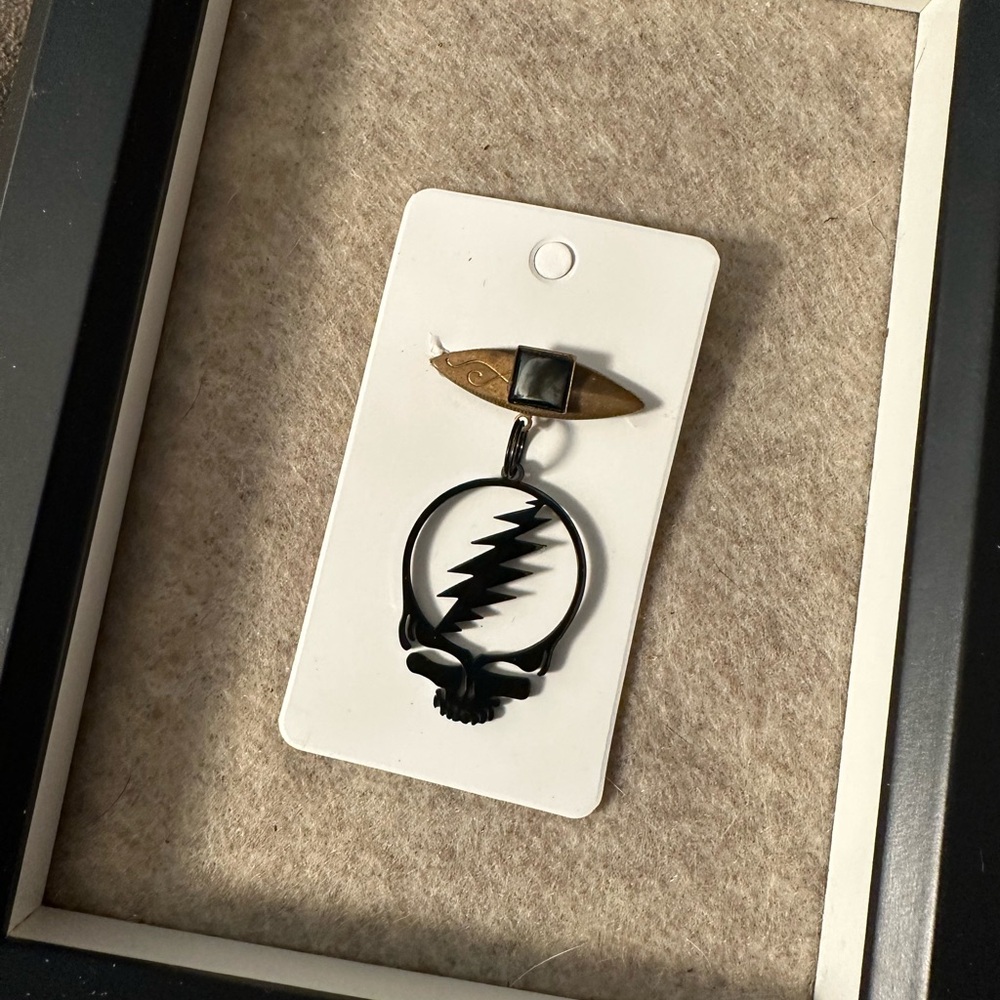 Fantastic vintage pin with black stainless Bolt Stealie